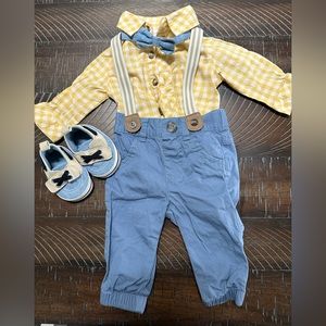 Baby Boys’ Gingham Woven Top & Bottom Set 0-3M